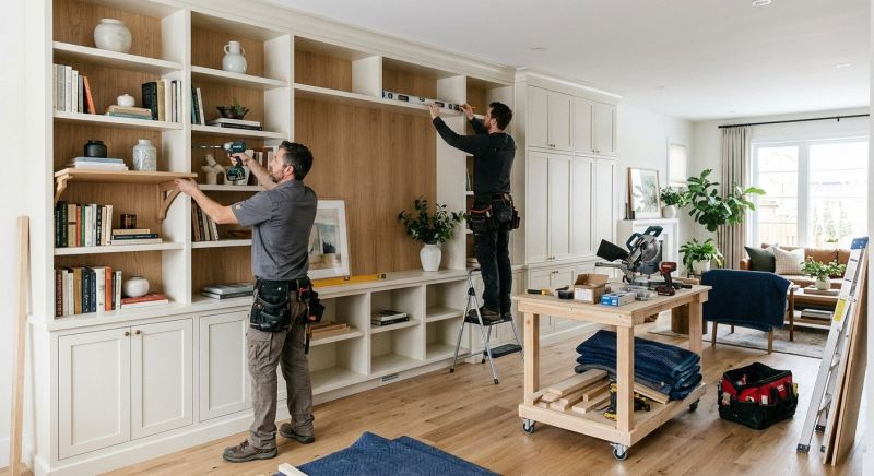 Custom Bookshelves Installation in Durham, NC